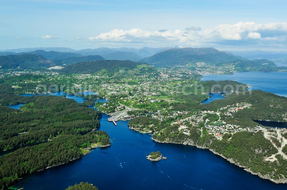 Os from above - View of the on a peninsula located municipality Os in the province of Hordaland in Norway