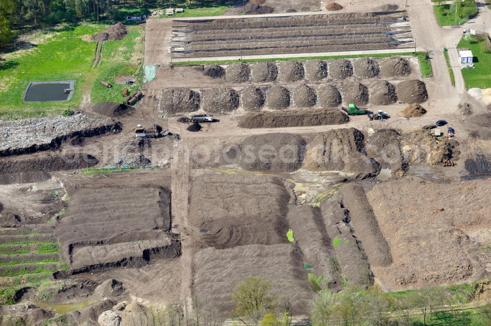 Aerial image Ahrensfelde OT Mehrow - Kompostwerk Trappenfelde der RETERRA Service GmbH. Composting plant Trappenfelde.