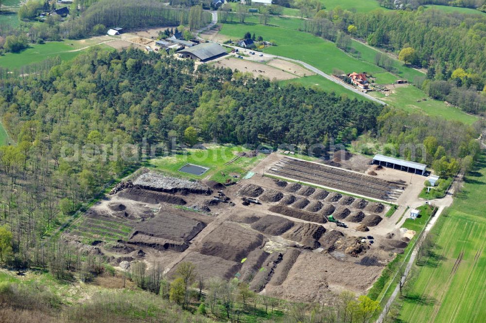 Ahrensfelde OT Mehrow from the bird's eye view: Kompostwerk Trappenfelde der RETERRA Service GmbH. Composting plant Trappenfelde.