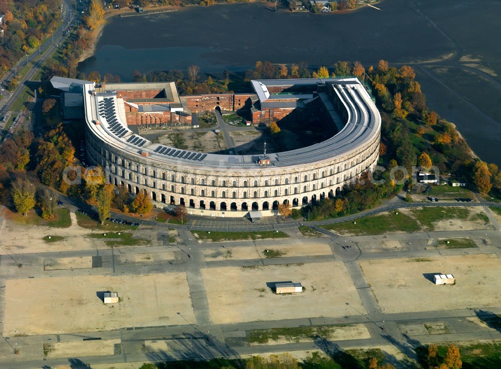 Nürnberg from the bird's eye view: View of the unfinished Congress Hall at the former National Socialist Party Rally Grounds. The building has dimensions of 240 m x 200 m