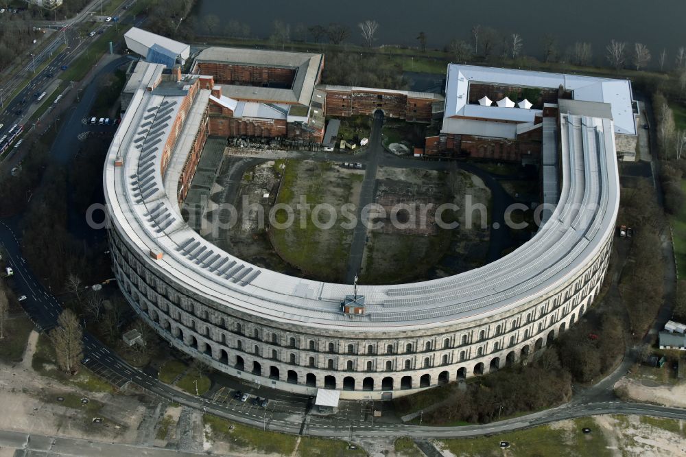 Aerial image Nürnberg - The unfinished NS Congress Hall at the Reichsparteitags area in Nuernberg in the state Bavaria. The National Socialist Monumental Building on the Dutzendteich is home to the Documentation Center and is a protected monument