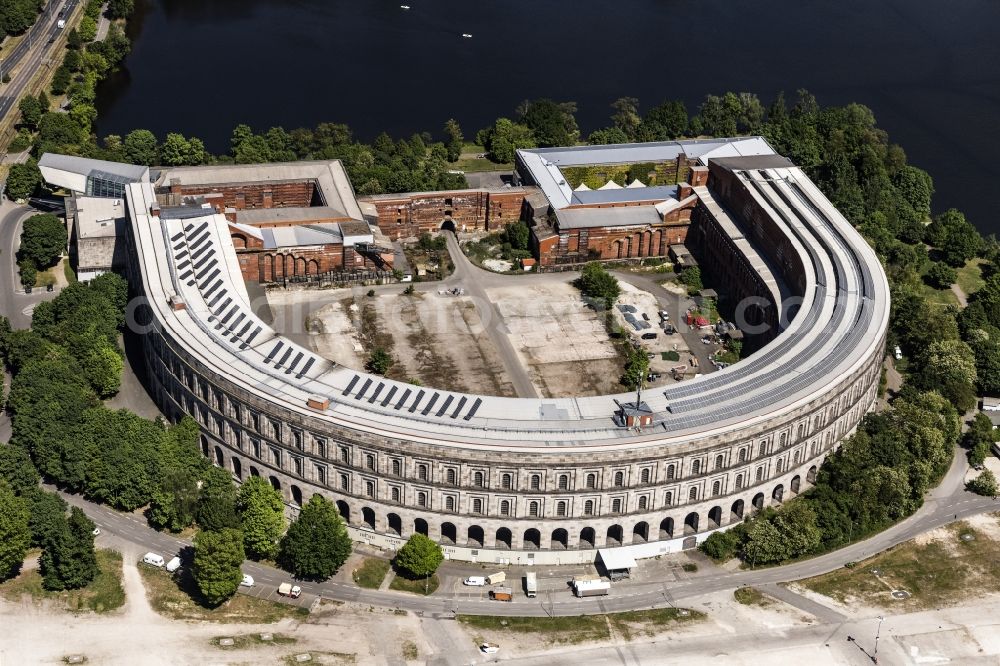 Nürnberg from the bird's eye view: The unfinished NS Congress Hall at the Reichsparteitags area in Nuernberg in the state Bavaria. The National Socialist Monumental Building on the Dutzendteich is home to the Documentation Center and is a protected monument