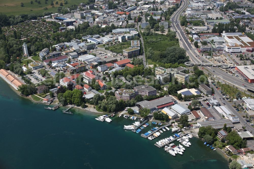 Konstanz from the bird's eye view: Konstanz, Baden-Wuerttemberg, Germany, northern shore of Seerhein