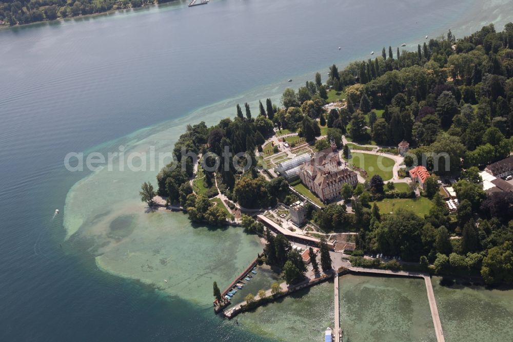 Aerial image Konstanz, OT Litzelstetten-Maina - Isle of Mainau, Island of Flowers with Park and Castle, owned by the Swedish-born aristocratic family Bernadotte