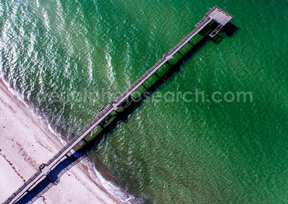 Aerial photograph Rerik - Running surfaces and construction of the pier over the water surface . in Rerik in the state Mecklenburg - Western Pomerania, Germany