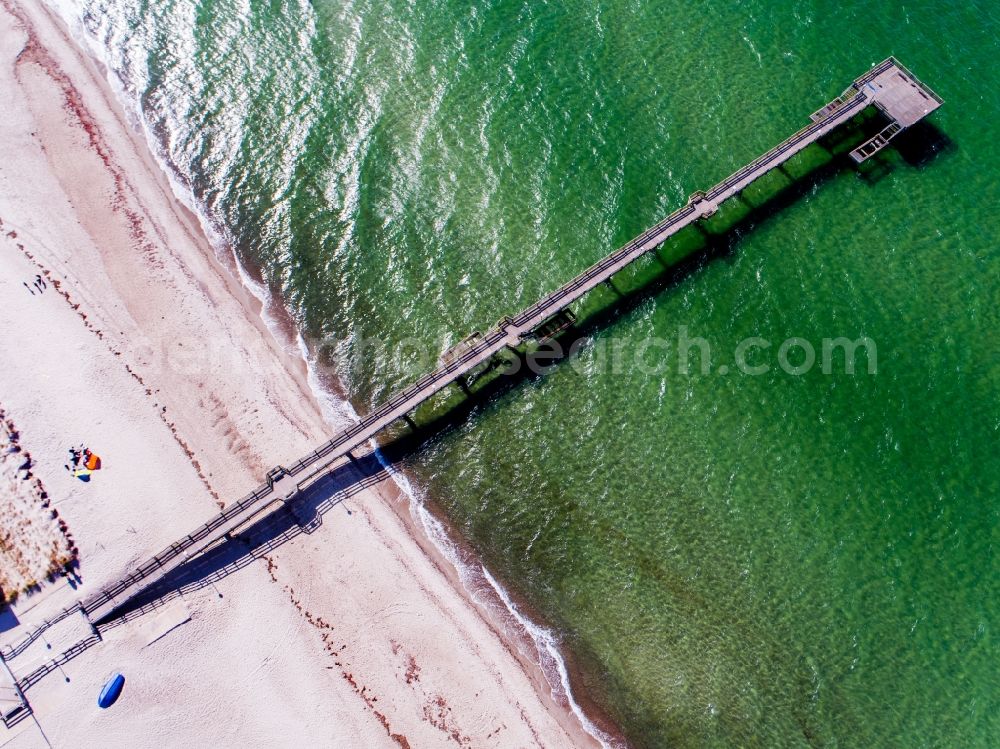 Rerik from above - Running surfaces and construction of the pier over the water surface . in Rerik in the state Mecklenburg - Western Pomerania, Germany