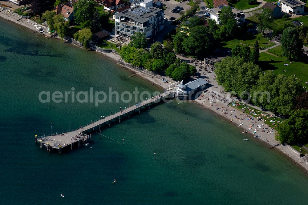 Aerial image Kressbronn am Bodensee - Running surfaces and construction of the pier over the water surface . in Kressbronn am Bodensee at Bodensee in the state Baden-Wuerttemberg, Germany