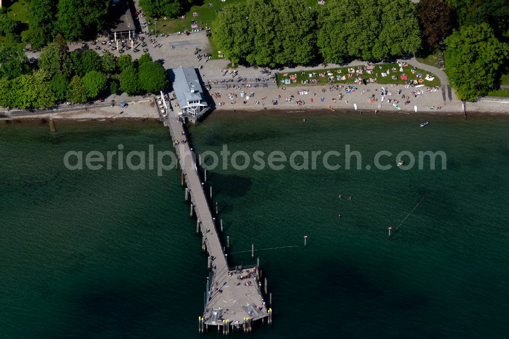 Aerial photograph Kressbronn am Bodensee - Running surfaces and construction of the pier over the water surface . in Kressbronn am Bodensee at Bodensee in the state Baden-Wuerttemberg, Germany