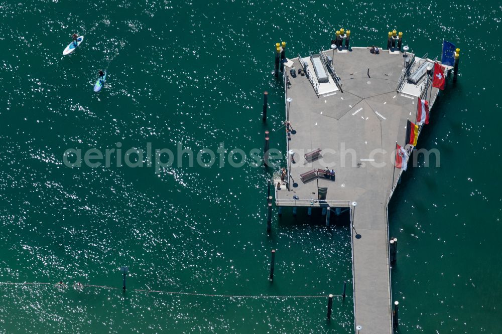 Aerial image Kressbronn am Bodensee - Running surfaces and construction of the pier over the water surface . in Kressbronn am Bodensee at Bodensee in the state Baden-Wuerttemberg, Germany