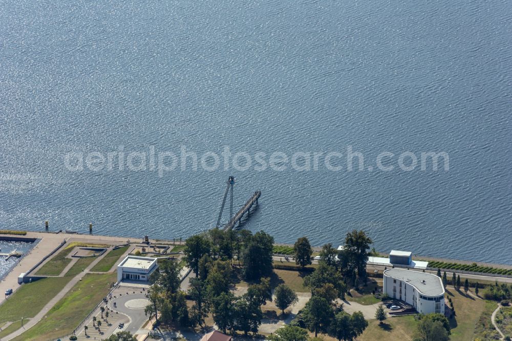 Großräschen from the bird's eye view: Running surfaces and construction of the pier over the water surface . on street Seestrasse in Grossraeschen in the state Brandenburg, Germany