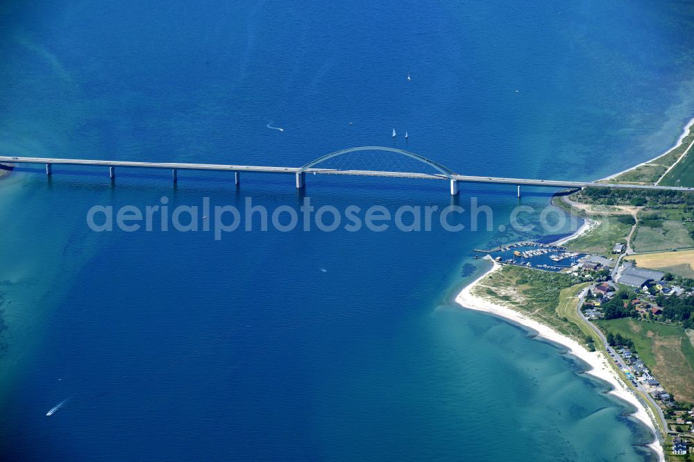 Aerial image Fehmarn - Construction of the pier over the water surface . on street E47 in Fehmarn on the island on street E47 of Fehmarn in the state Schleswig-Holstein, Germany