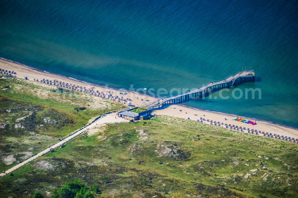 Aerial photograph Wangels - Running surfaces and construction of the pier over the water surface . on street Broek in Wangels in the state Schleswig-Holstein, Germany