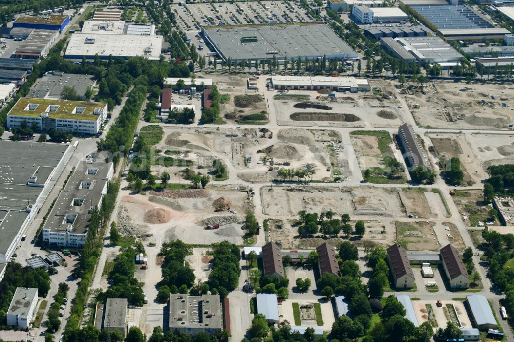 Aerial image München - Construction site to build two schools on the site of the former Bayern barracks in the Schwabing-Freimann district in Munich in the state Bavaria, Germany