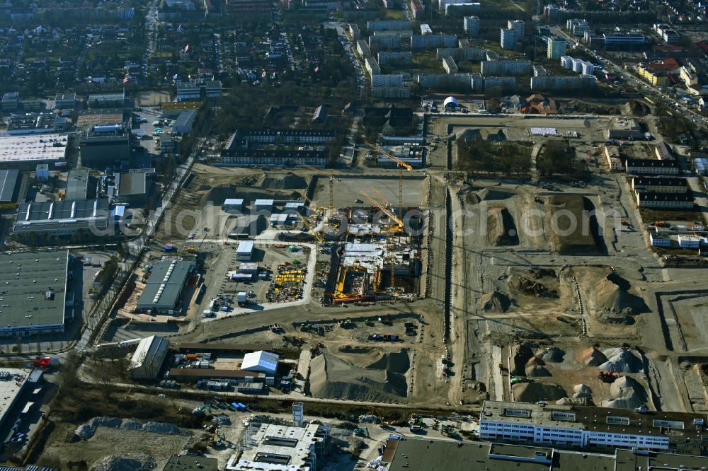 Aerial image München - Construction site to build two schools on the site of the former Bayern barracks in the Schwabing-Freimann district in Munich in the state Bavaria, Germany