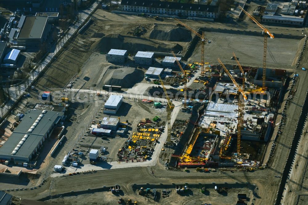 München from above - Construction site to build two schools on the site of the former Bayern barracks in the Schwabing-Freimann district in Munich in the state Bavaria, Germany