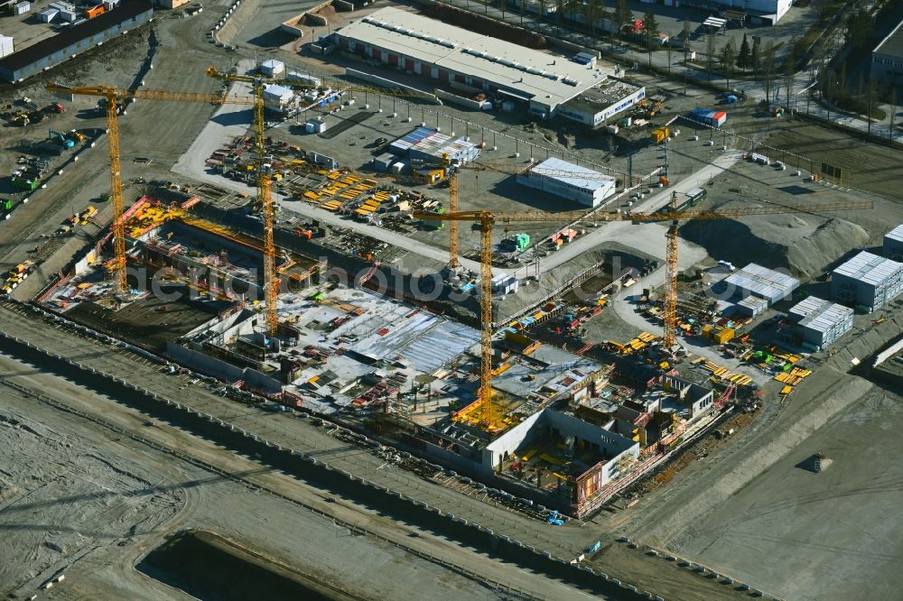 Aerial image München - Construction site to build two schools on the site of the former Bayern barracks in the Schwabing-Freimann district in Munich in the state Bavaria, Germany