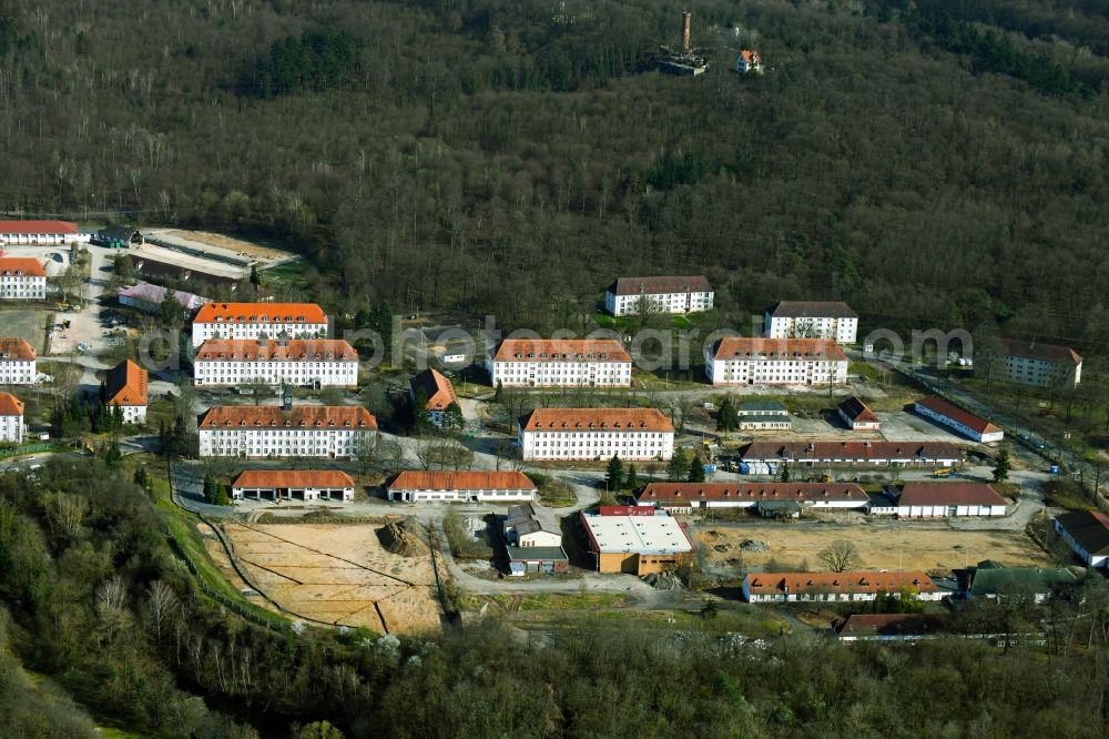 Darmstadt from above - Construction site for the renovation and conversion of the building complex of the personal military barracks conversion Darmstadt Sued / Cambrai-Fritsch barracks and Jefferson settlement in Darmstadt in the state Hesse, Germany