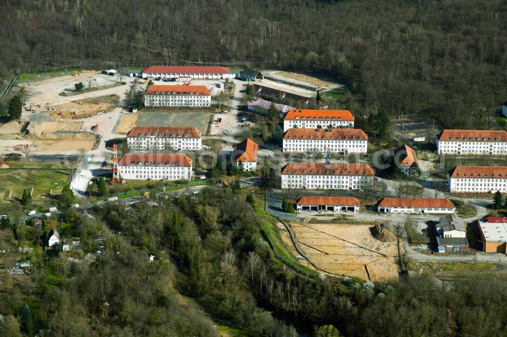 Aerial image Darmstadt - Construction site for the renovation and conversion of the building complex of the personal military barracks conversion Darmstadt Sued / Cambrai-Fritsch barracks and Jefferson settlement in Darmstadt in the state Hesse, Germany