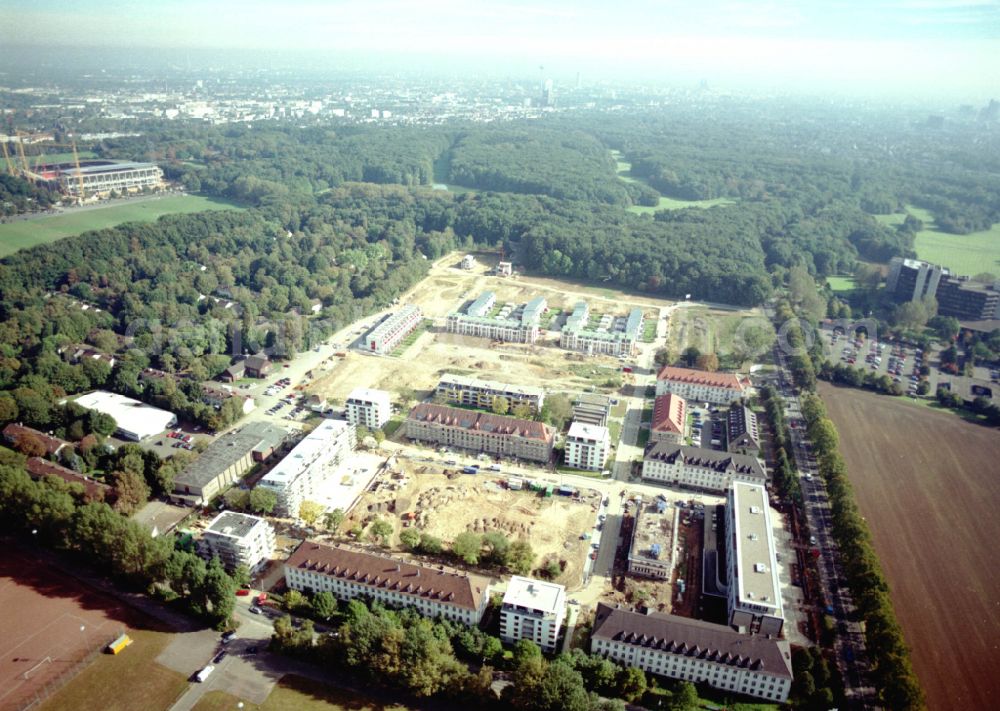 Aerial photograph Köln - Construction site for the renovation and reconstruction of the building complex of the former military barracks in the district Junkersdorf in Cologne in the state North Rhine-Westphalia, Germany