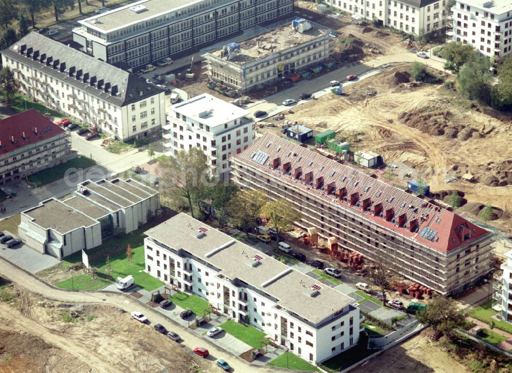 Köln from above - Construction site for the renovation and reconstruction of the building complex of the former military barracks in the district Junkersdorf in Cologne in the state North Rhine-Westphalia, Germany