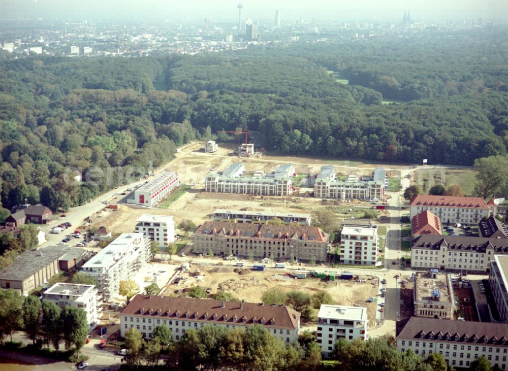 Aerial image Köln - Construction site for the renovation and reconstruction of the building complex of the former military barracks in the district Junkersdorf in Cologne in the state North Rhine-Westphalia, Germany