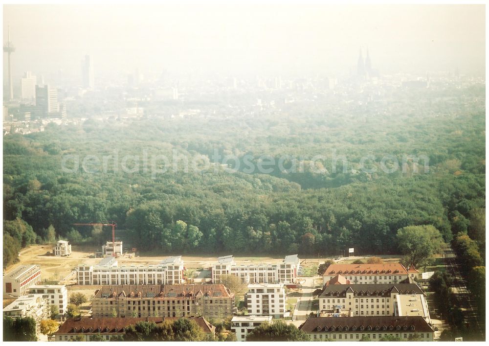 Köln from above - Construction site for the renovation and reconstruction of the building complex of the former military barracks in the district Junkersdorf in Cologne in the state North Rhine-Westphalia, Germany