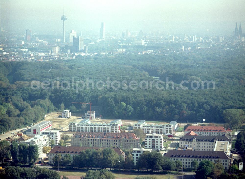 Köln from the bird's eye view: Construction site for the renovation and reconstruction of the building complex of the former military barracks in the district Junkersdorf in Cologne in the state North Rhine-Westphalia, Germany