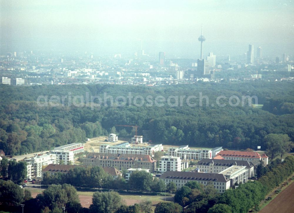 Köln from above - Construction site for the renovation and reconstruction of the building complex of the former military barracks in the district Junkersdorf in Cologne in the state North Rhine-Westphalia, Germany