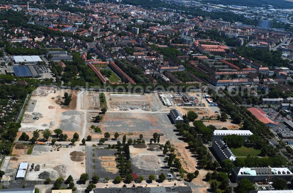 Aerial image Schweinfurt - Construction site for the renovation and reconstruction of the building complex of the former military barracks Ledward Barracks in Schweinfurt in the state Bavaria, Germany