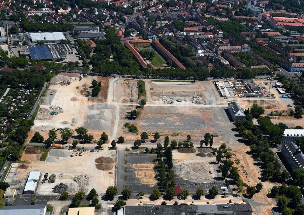 Aerial photograph Schweinfurt - Construction site for the renovation and reconstruction of the building complex of the former military barracks Ledward Barracks in Schweinfurt in the state Bavaria, Germany