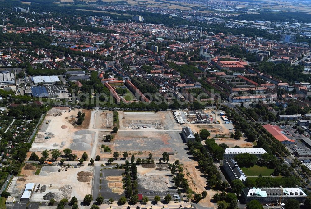 Schweinfurt from above - Construction site for the renovation and reconstruction of the building complex of the former military barracks Ledward Barracks in Schweinfurt in the state Bavaria, Germany