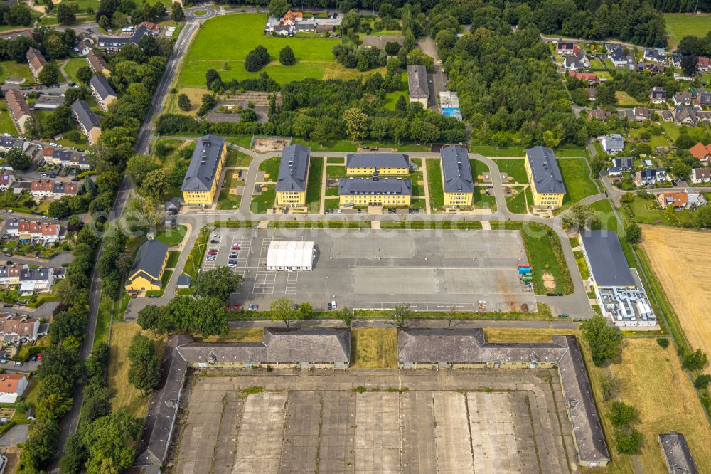 Aerial image Soest - conversion construction site Building complex of the former military barracks in Soest in the state of North Rhine-Westphalia, Germany