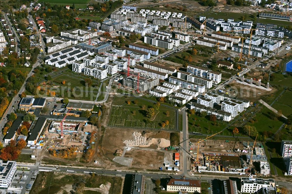 Mannheim from the bird's eye view: Conversion construction site on the site of the former SULLIVAN US barracks - new construction of a modern housing development on the Franklin-Mitte area - New Franklin City in Mannheim in the state Baden-Wurttemberg, Germany