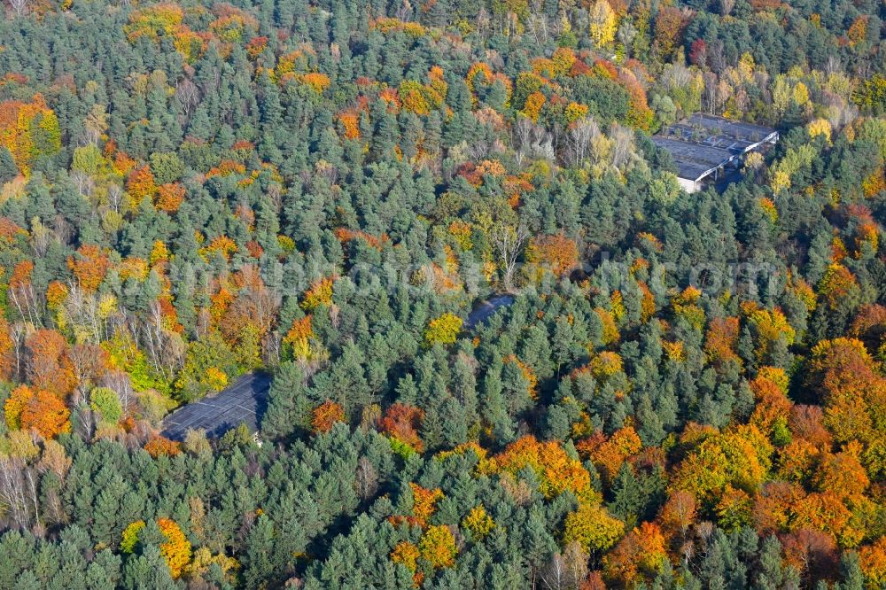 Lobetal from above - Conversion surfaces on the renatured site of the former military training area in Lobetal in the state Brandenburg, Germany