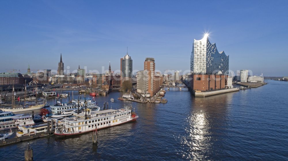 Aerial image Hamburg - The Elbe Philharmonic Hall on the river bank of the Elbe in Hamburg