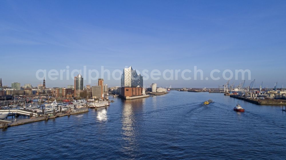 Aerial photograph Hamburg - The Elbe Philharmonic Hall on the river bank of the Elbe in Hamburg