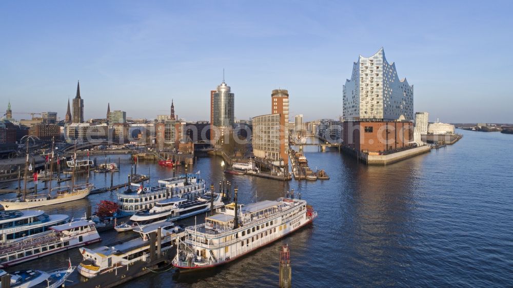 Aerial image Hamburg - The Elbe Philharmonic Hall on the river bank of the Elbe in Hamburg