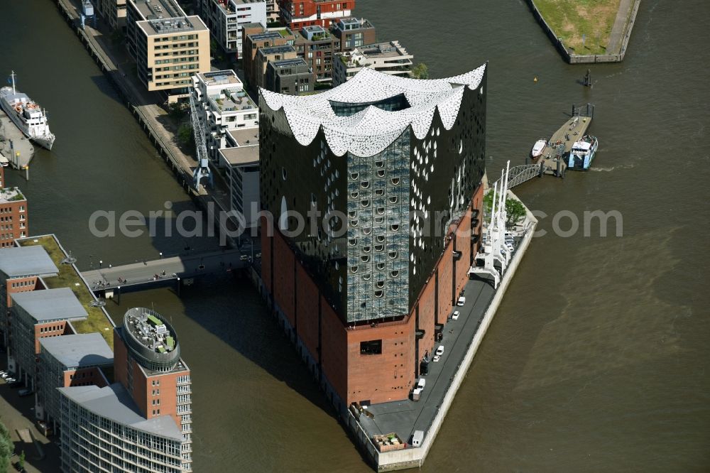 Aerial image Hamburg - The Elbe Philharmonic Hall on the river bank of the Elbe in Hamburg