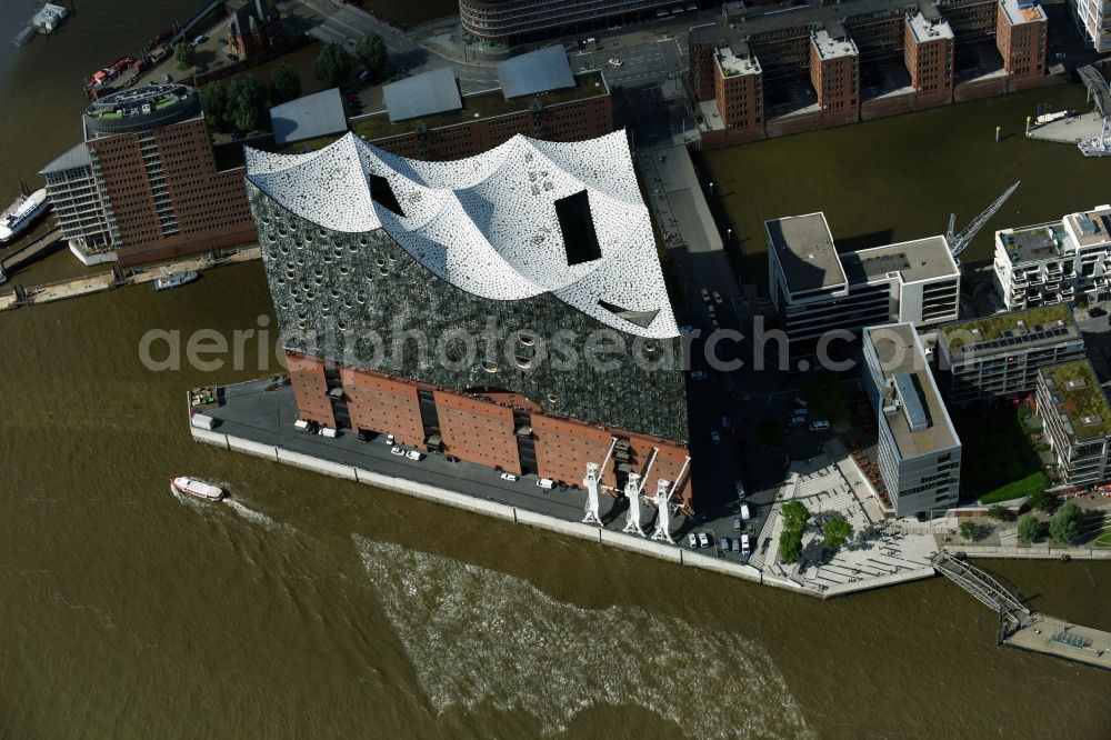 Aerial photograph Hamburg - The Elbe Philharmonic Hall on the river bank of the Elbe in Hamburg