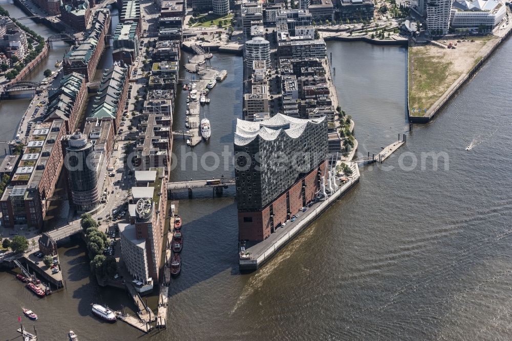 Aerial image Hamburg - The Elbe Philharmonic Hall on the river bank of the Elbe in Hamburg