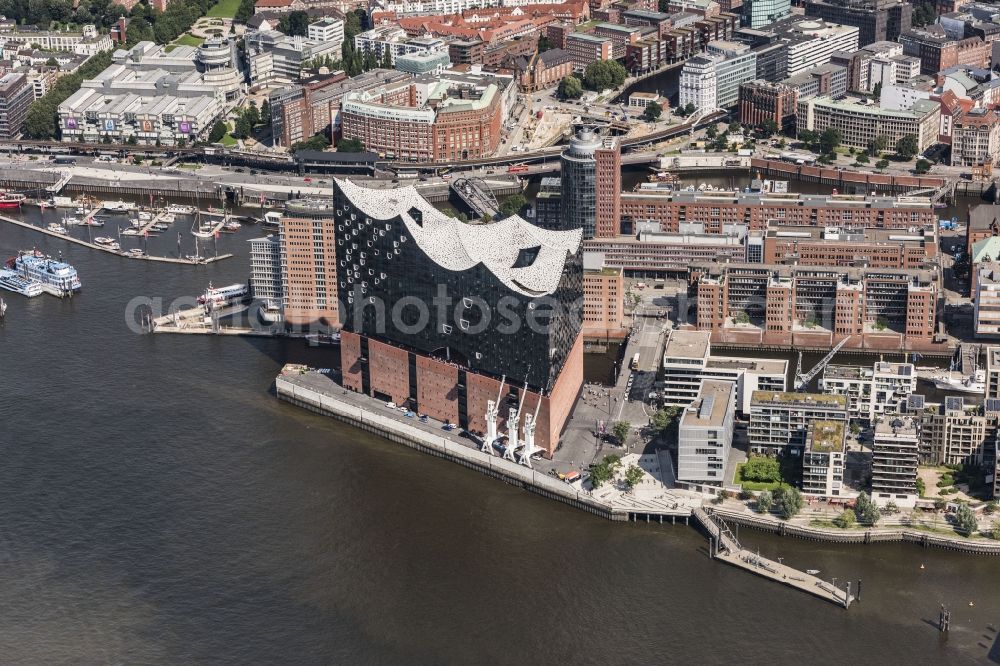 Aerial image Hamburg - The Elbe Philharmonic Hall on the river bank of the Elbe in Hamburg