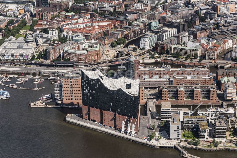 Aerial photograph Hamburg - The Elbe Philharmonic Hall on the river bank of the Elbe in Hamburg