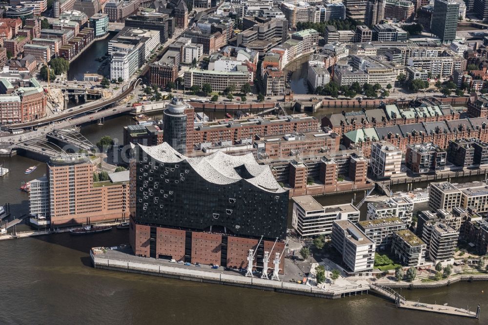 Aerial image Hamburg - The Elbe Philharmonic Hall on the river bank of the Elbe in Hamburg