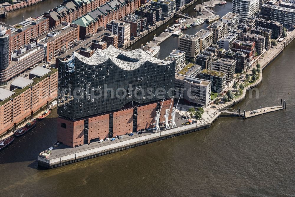 Aerial photograph Hamburg - The Elbe Philharmonic Hall on the river bank of the Elbe in Hamburg