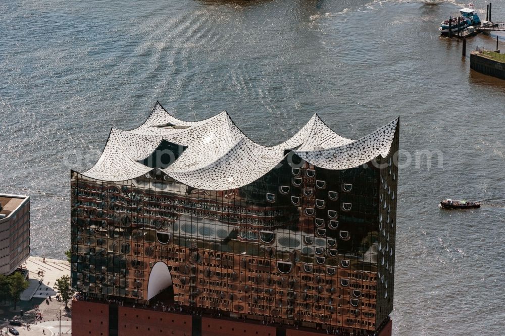 Aerial image Hamburg - The Elbe Philharmonic Hall on the river bank of the Elbe in Hamburg