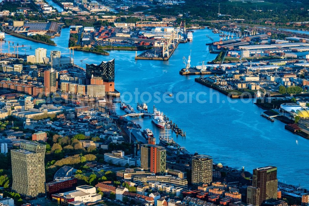 Hamburg from above - The Elbe Philharmonic Hall on the river bank of the Elbe in Hamburg