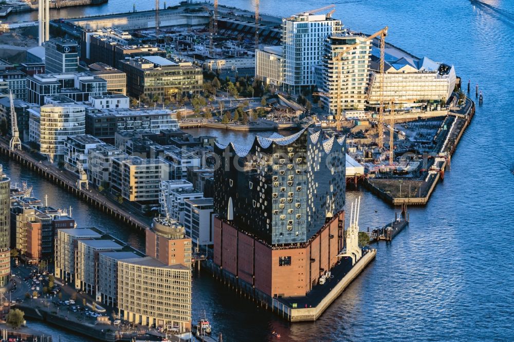 Aerial image Hamburg - The Elbe Philharmonic Hall on the river bank of the Elbe in Hamburg