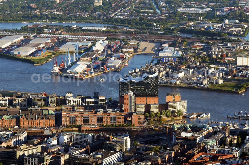 Aerial image Hamburg - The Elbe Philharmonic Hall on the river bank of the Elbe in Hamburg