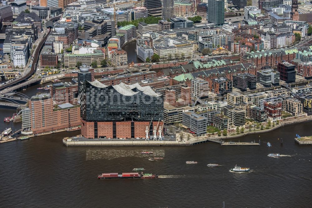 Aerial photograph Hamburg - The Elbe Philharmonic Hall on the river bank of the Elbe in Hamburg