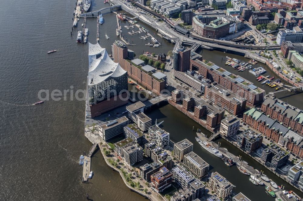 Aerial image Hamburg - The Elbe Philharmonic Hall on the river bank of the Elbe in Hamburg